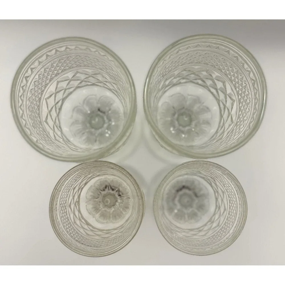 Vintage Hocking Wexford Pressed Glass Goblets Diamond Point Set of 8